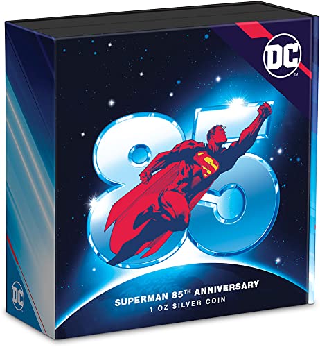2023 година Де Супермен годишнина од моќност на моќност, супермен 85 -годишнина ДЦ стрипови 1 мл Сребрена монета 2 $ niue 2023 Доказ