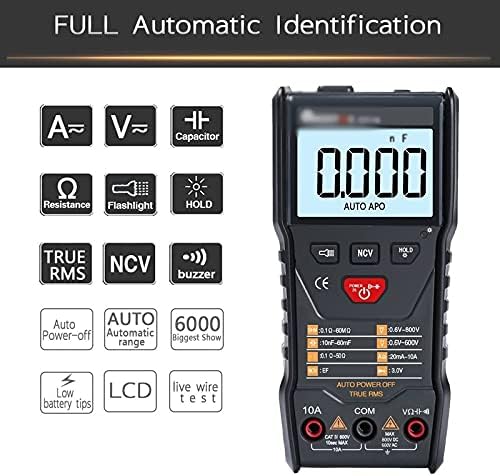 SDFGH MT110 AUTO MERE MEREM MELTIMETER TRUE RMS DIGITAL 6000 брои Мултиметар+DC800V+Држете на податоци+Задното осветлување+NCV/Super Bright