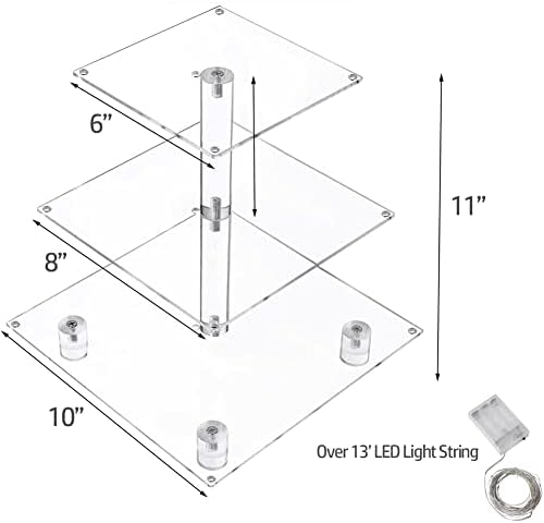 Ondisplay 3 нивоа LED светло чиста акрилна мезе/кула за кула за кула