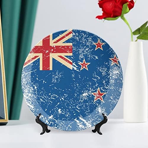 Нов Зеланд Ретро Знаме Гроздобер Коска Кина Декоративна Плоча Со Штанд За Прикажување Симпатична Чинија Подарок Домашен Декор