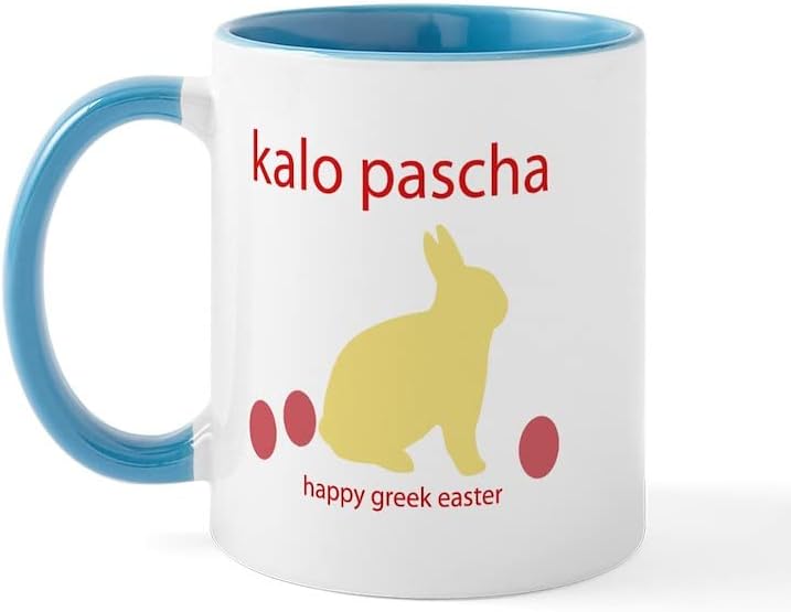 Cafepress Среќна грчка кригла со керамичко кафе, чаша чај 11 мл