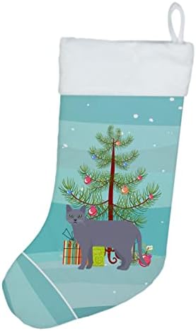 Богатства на Каролина CK4636CS Корат 1 Мачка Среќен Божиќ Божиќно порибување, камин што виси чорапи Божиќна сезона забава Декорации