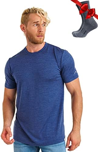 Merino.Tech Menro Mirt Mens Mens - органски мерино волна под -лесен основен слој + пешачење волна чорапи