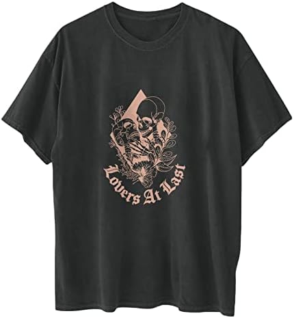 Женски гроздобер кошули од лабава лабава вклопена кратка ракав печатена маица случајна удобна смешна буква/врвови на графичка блуза