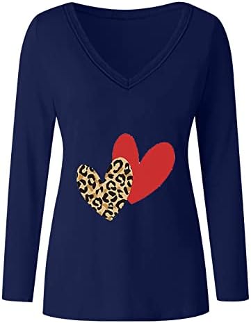 Prdecexlu лабава полиестерска блуза за женски транспарентни обични зимски кошули со срцев дел од вратот со долги ракави меки преголеми