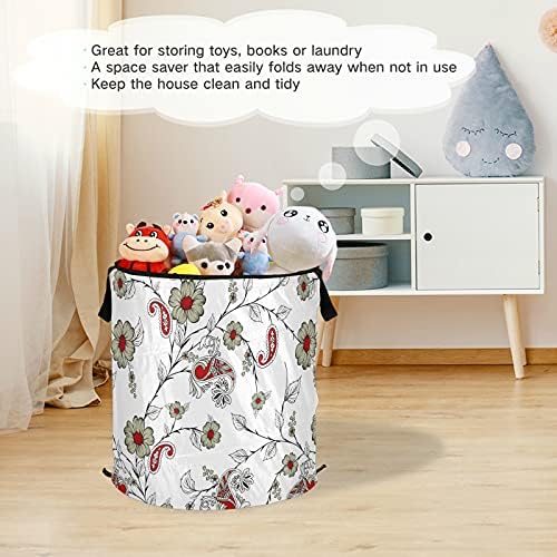 Пајсли цветен се појавува алишта за перење алишта со капаче за преклопување на капакот за складирање на капакот за домашни простории за деца