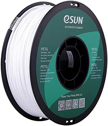ESUN 3D 1,75 mm Petg White Filament 1KG, FILAMENT 3D PETG 3D, димензионална точност +/- 0,03 mm, 1,75 mm цврсто непроирно бело