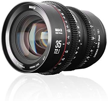 Meke 35mm T2.1 Super 35 Prime Manual Focus Focus Cinema Lens за EF-Mount Cine Camera компатибилен со C200 C300 II, Red Komodo, BMPCC 6K,