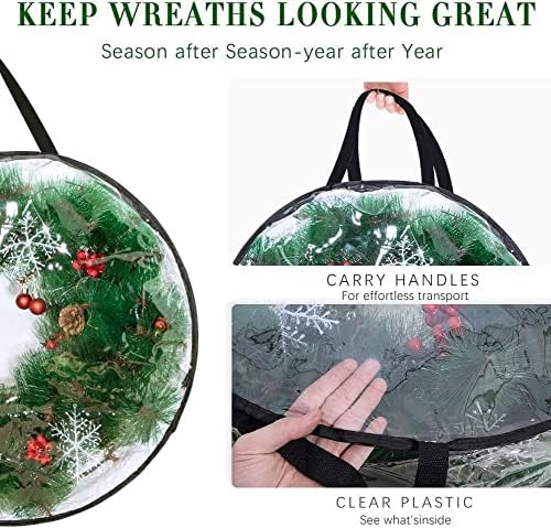 PLGEBR Божиќна Торба За Складирање Венци Божиќна Тркалезна Пвц Проѕирна Торба Торба За Чување Торби Подарок Вештачки