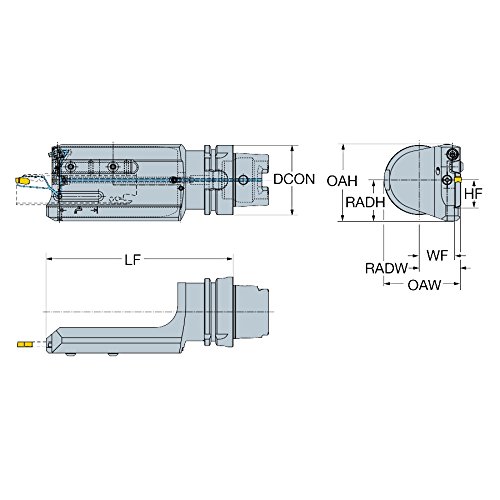 Sandvik Coromant HT06-APBR-175-25HP челик HSK до адаптер за адаптер за адаптер за десна рака за сечење на агол на агол на сечење