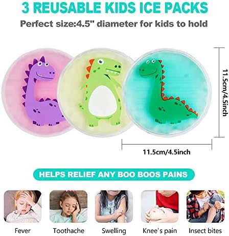 Hilph® пакет од 3 диносаурусни деца мраз пакувања за повреди + 3 boo boo мраз пакувања со меко покритие за повреди на деца
