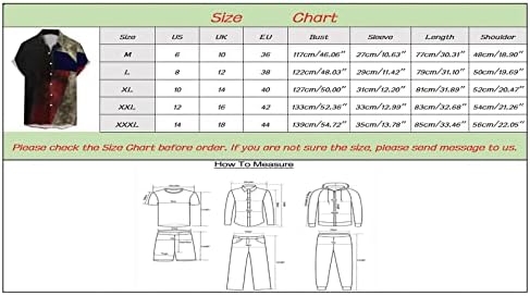 Ubst Mens патриотски кошули, 4 -ти јули Ретро американско копче со знаме надолу со врвови опуштени вклопени лабава лесна кошула