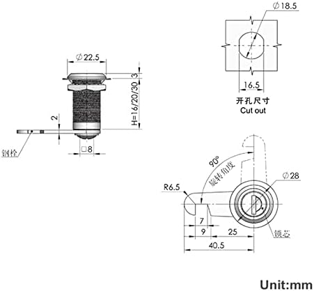 WTAIS CAM LOCK 16 20 30mm за отворено поштенско сандаче датотеки со алатки за алатки за мебел за мебел за мебел MX06 G 1PCS