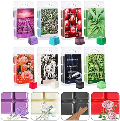 Doitool миризливи восочни коцки восочни коцки 8 парчиња блокови x за коцки масло цветно растение спа бања соја суштински вкусови