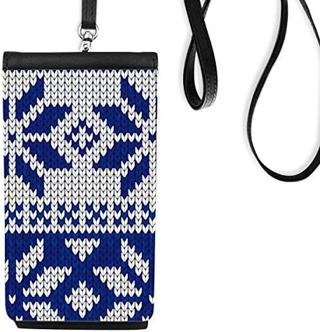 Снегулка квадрилатерална нордиска илустрација образец Телефонски паричник чанта што виси мобилна торбичка црн џеб