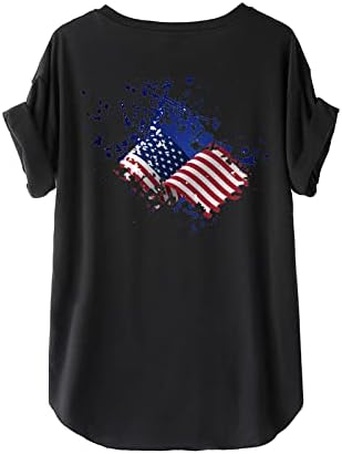 Американски графички маички со знаме за женски летни гроздобер врвови кратки ракави случајни преголеми лабави маички за туника