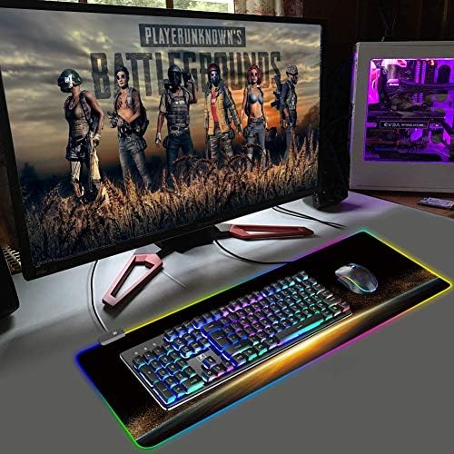 XYK XXL Голема продолжена подлога за глушец RGB Gaming со 12 режими на осветлување, трајни зашиени рабови и не-лизгање LED LED LED компјутерска