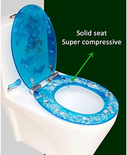 ЛОJОО Тркалезна смола тоалетно седиште со капак, тивко блиску WC тоалетен покритие, хардвер за брзо прицврстување, лесен за инсталирање,