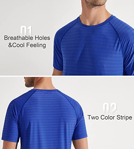 Маички за тренингот за кратки ракави за мажи во Либин, UPF 50+, трчање кошули со екипаж две кошули за голф во боја, атлетски обични