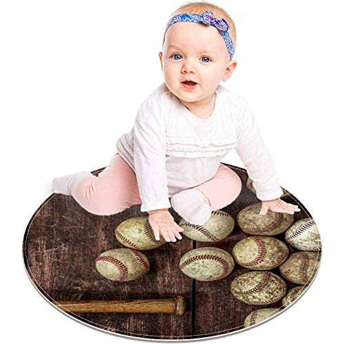 Стара гроздобер бејзбол дрвена штица, не -лизгање до 23,6 тркалезна област килими теписи за деца спална соба бебешка соба игра Расадник