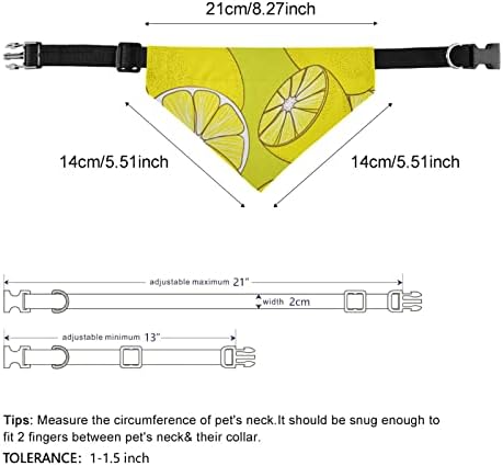 Лимон овошје кучиња бандана со прилагодлива тока ， шамија на кучиња за кучиња кучиња ， јака за бандана за кучиња за миење за мали средни