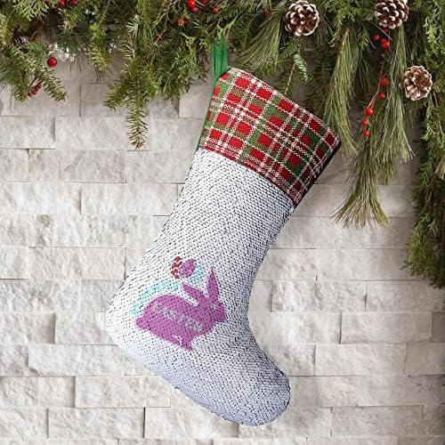 Среќен велигденски зајак секвенк Божиќно порибување сјајно wallидови што висат украси Декорација за забава за одмор на Божиќ