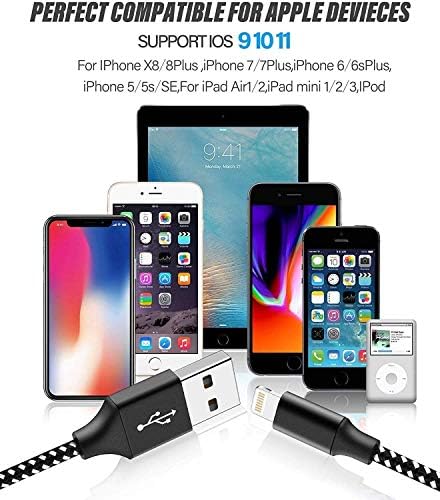 Сина Моќност Apple Mfi Сертифициран[3Pack-3FT] Iphone Полнач Молња кабел iPhone кабел Најлон Плетенка Брзо Компатибилен iPhone 11 Pro MAX XS
