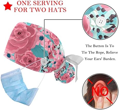 2 парчиња прилагодливо работно капаче за жени со копчиња и џемпери со една големина со една големина розова акварел цветна роза цвет