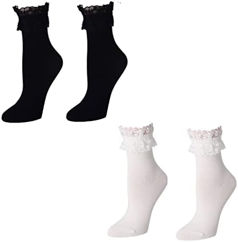 Cheeseandu 2pairs Постави женски чипка чизми со чипка со лушпа удобно памучно памучно памук непроaирен глужд чорапи принцези чорапи за жени