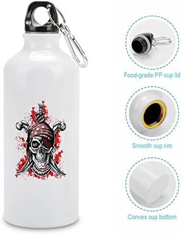 Црн пиратски череп алуминиумско шише со шише со шише со шише со шише со шишиња со шишиња со шише со капаци за мажи жени