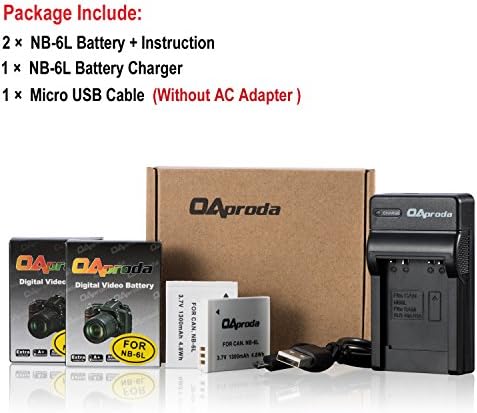 Oaproda 2 пакет NB-6L/ NB-6LH батерија и ултра тенок микро USB полнач за Canon PowerShot SX530 HS, SX710 HS, SX700 HS, SX610 HS,