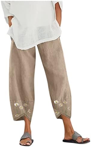 MGBD широки панталони за нозе жени бохо постелнина случајна плус големина висока половината лесна тропска трендовски секојдневен