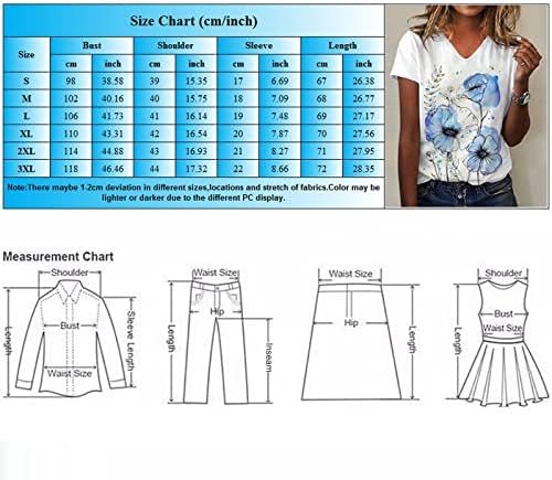 Летен женски краток ракав против вратот цветниот печатен врвен маици со обични кошули, тунични женски летни кошули за жени