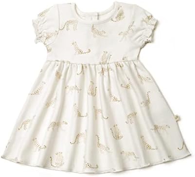 Makemake Organics Gos organic памучен фустан Девојки Twirly Puff Relaive Fuest Shorte Relle Toddler Nowborn на 5 години