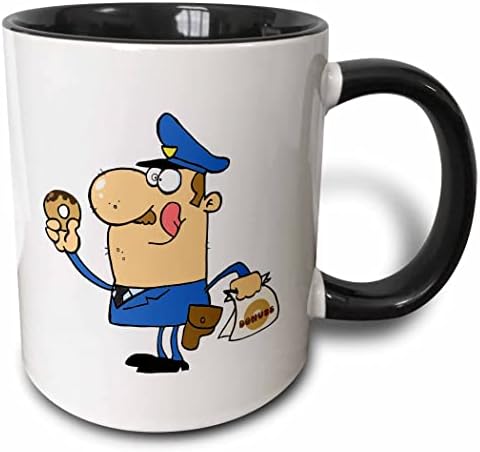 3drose mug_118647_2 Смешен цртан филм полицаец јаде крофни керамички кригла, 15-унца