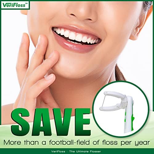 Verifloss Dental Flosser со 10 полнење на главата - заби за заби за возрасни и деца, алатка за полнење - ергономски дизајн w/360