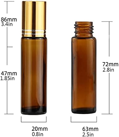 QixiVcom 10 пакет 10 ml шише со ролери за есенцијално масло со не'рѓосувачки челик топка за есенцијално масло од ароматерапија диспензерот