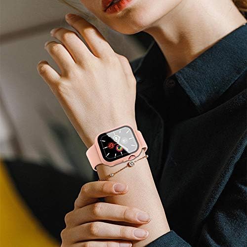 Vopteep Watch Case [Вклучен опсег] Компатибилен за Apple Watch Series 6/SE/5/4 Трајна мека силиконска лента со тенок целосен покриеност
