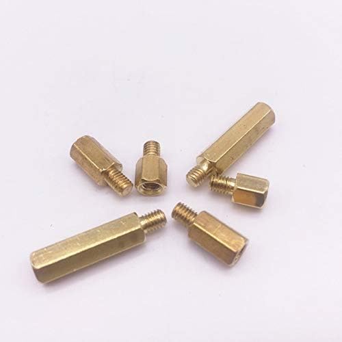 Зашрафете кратки машки навои M3 Spaper Dandoft Brass Brass Nurs Hets Hex Threads столб машко до женско пакување 100 -