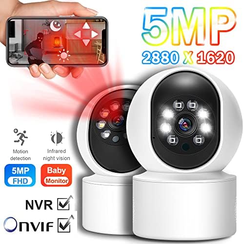 Fan Ye 3PCS 5MP Camera WiFi Video Indoor Security Home Baby Monitor IP CCTV безжична веб -камера ноќно гледање паметно следење на Велика