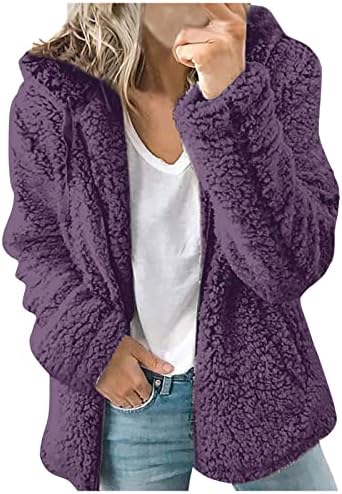 Нархбг женски солиден шерпа јакна „Дукли“, меки руно џемпери, патент џемпери за надворешна облека за надворешни работи