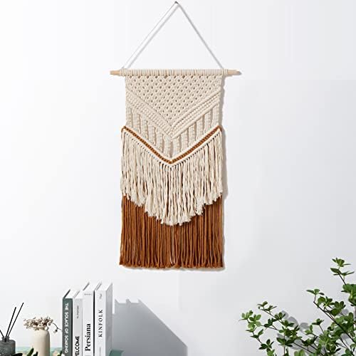 Mokof Macrame Wallид виси, Бохо домашен украс за украси за спална соба, декорација на простории за соби, 16 x26