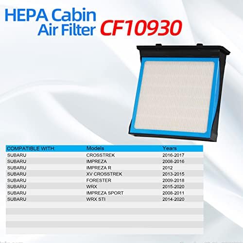 Замена на филтерот за воздух во кабината CF10930 со активиран јаглерод активиран со навртки со Subaru Forester08-18, WRX 14-20, Imprez