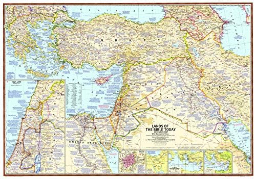 Национална Географија: Земји На Библијата 1967 Мапа-Историски Ѕид Мапа Серија-38,75 х 27,25 инчи-Ламинат