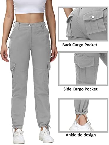 Дафенси женски памучен товар еластичен половината за пешачење панталони лесни панталони со високи панталони со високи половини