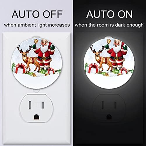 2 приклучок за приклучок за ноќно светло LED ноќно светло со сензор за самракот до зори за детска соба, расадник, кујна, ходник Дедо Мраз