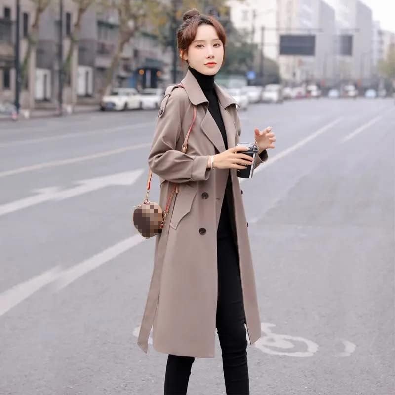 Hsqibaoer omenените миди ров палто пролет есенски цврст ветерник корејски стил плус големина канцеларија дама јакни