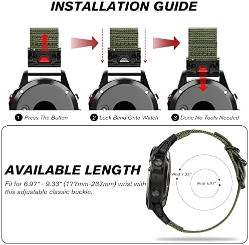 Финти 22мм Бенд Компатибилен Со Гармин Феникс 7/Феникс 6/Феникс 5, Брзи Меки Ткаени Најлонски Спортски Ремени Компатибилни Со Гармин Феникс