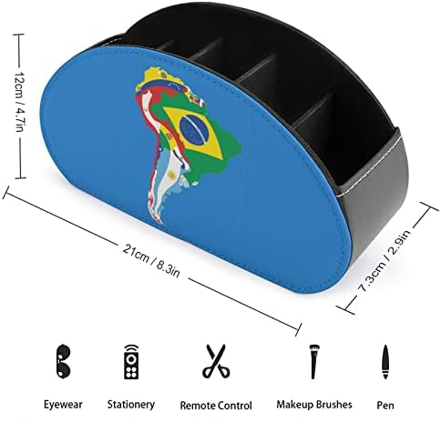 Јужна американска мапа на знамето за далечински управувач на држачи за организатор со 5 оддели ТВ далечинско складирање кутија за дневна