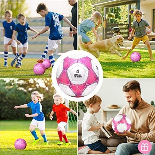 Стејфан розова фудбалска топка со големина 3/4/5 за деца на отворено игра, фудбалска промена во фудбал официјални иглички игли и